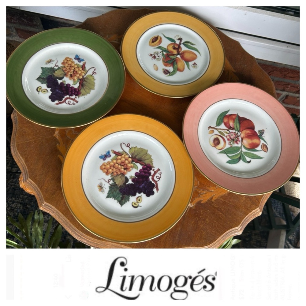 LIMOGES Fruit Design Appetizer Plates Set